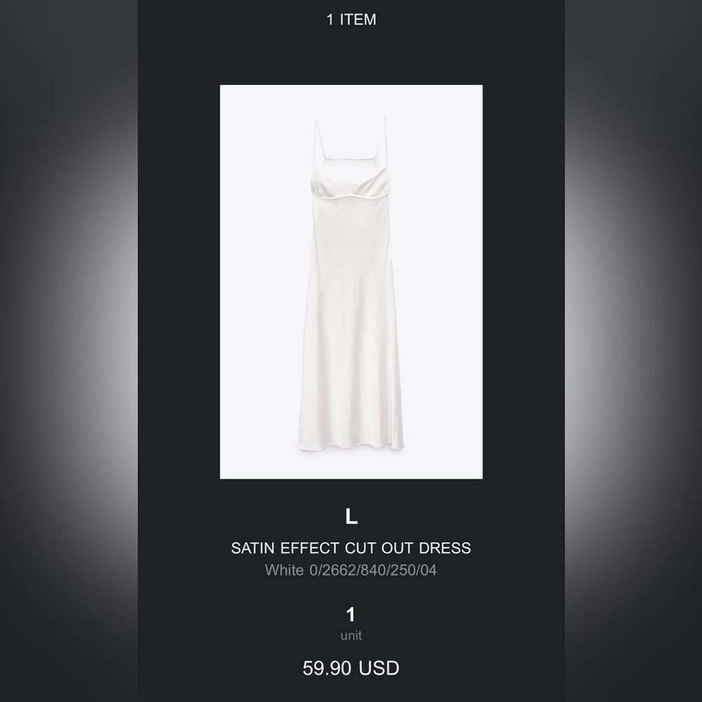 Zara satin effect cut out dress white large bridal